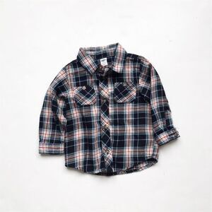 Old navy plaid button down EUC 18-24 months